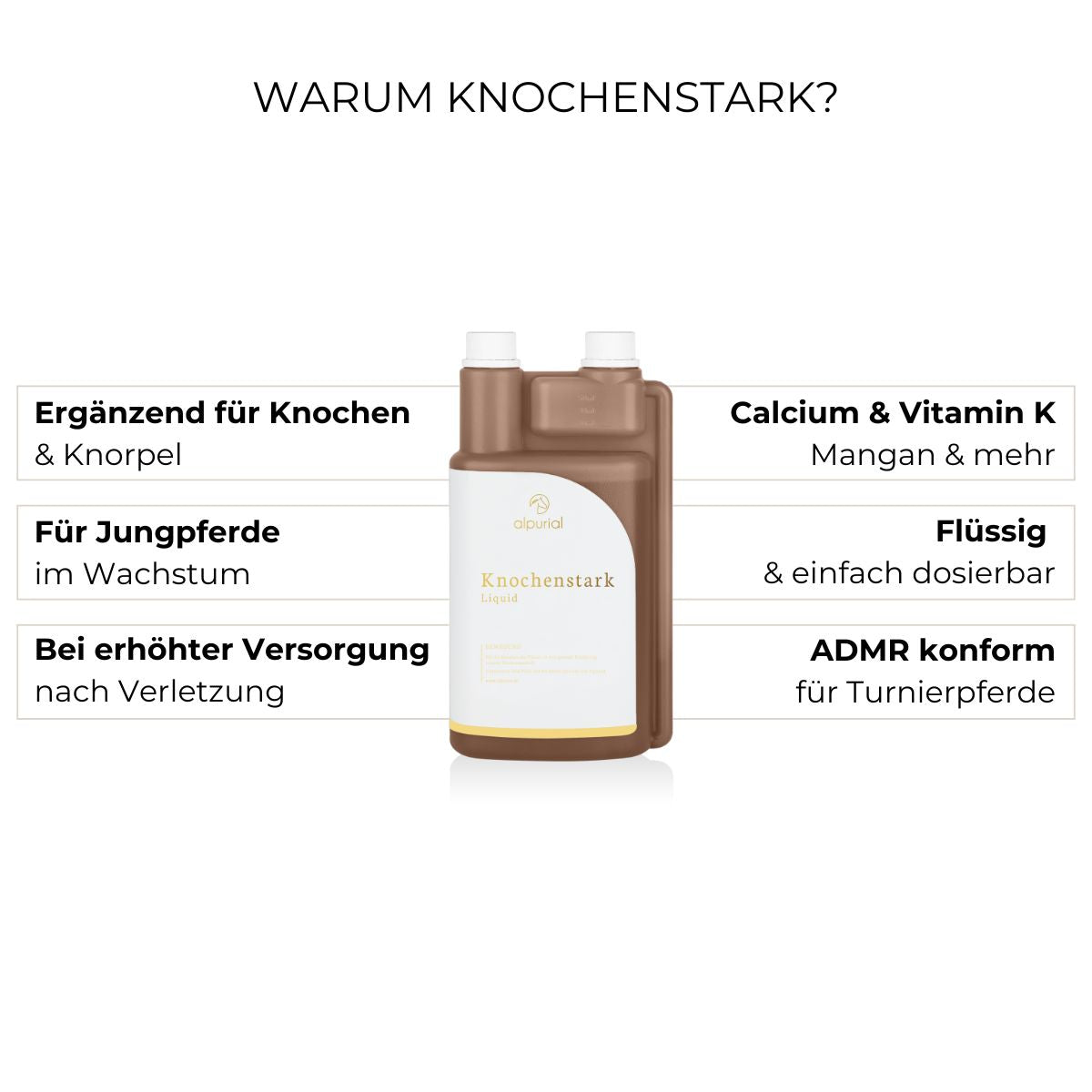 Knochenstark Liquid Vorteile: Knochenwachstum, Regeneration, Knochenerhalt.