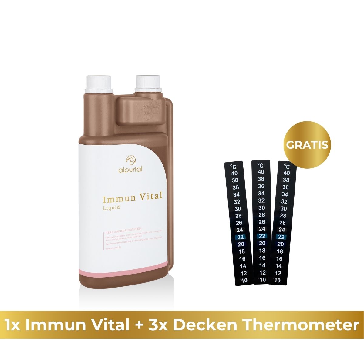 Immun Vital flüssiges Zusatzfutter Pferd zur Unterstützung Immunsystem Pferd 1 Liter Alpurial