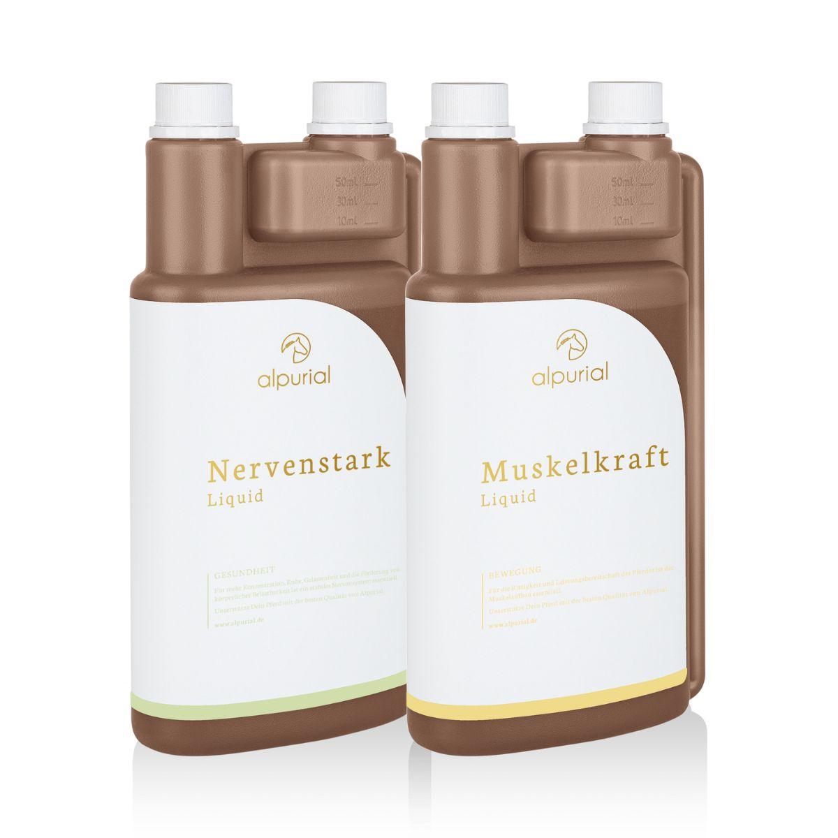 PSSM Bundle flüssiges Zusatzfutter Pferd zur Unterstützung Muskel Nerven Pferd 1 Liter Alpurial
