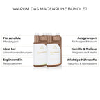 Magenruhe Bundle Vorteile:
Verdauungsprobleme, magenempfindliche Pferde, Belastung, Stress