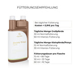 Fütterungsempfehlung Stuten Vital Alpurial: tägliche Menge bis zu 60ml und Fütterungsdauer bis zu 66 Tage.