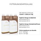 Fütterungsempfehlung Auszeit Bundle Alpurial: tägliche Menge jeweils bis zu 30ml und Fütterungsdauer bis zu 66 Tage.