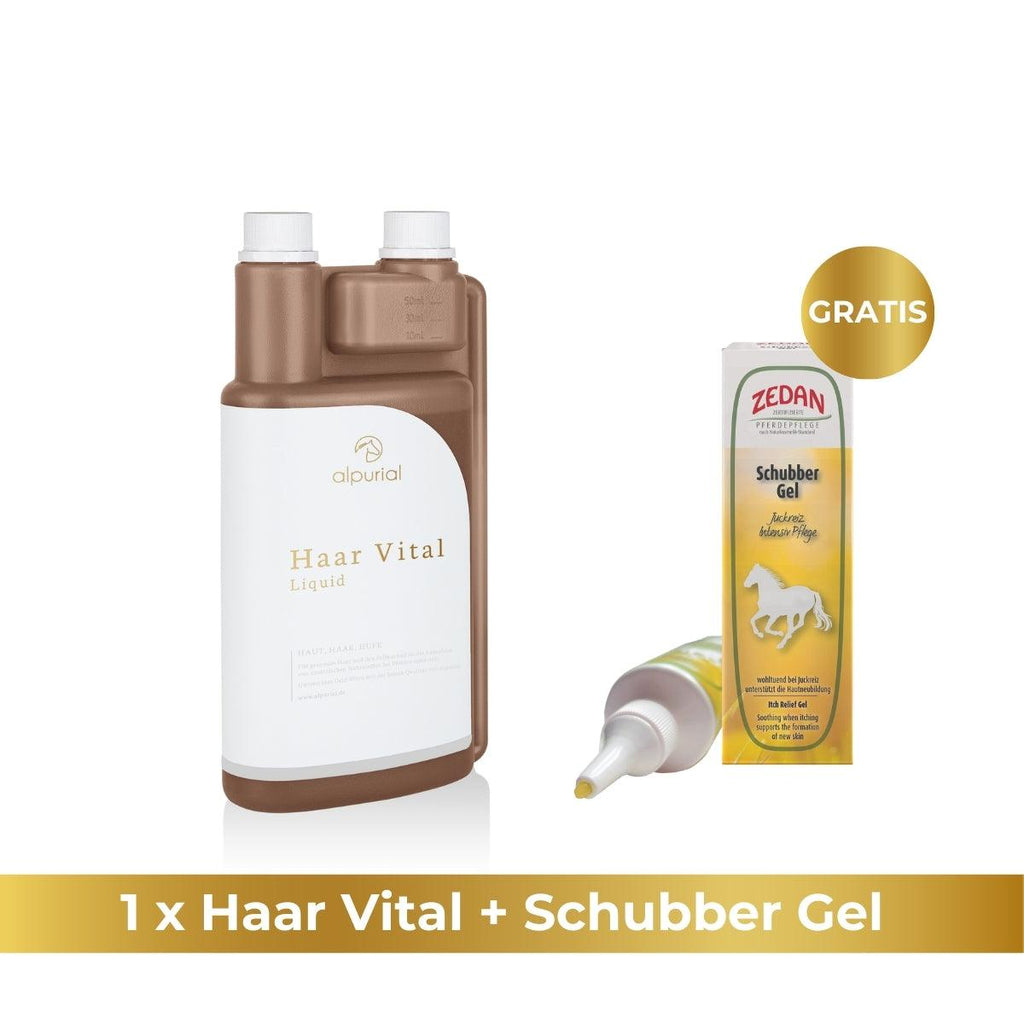 Haar Vital flüssiges Zusatzfutter Pferd zur Unterstützung Fell & Haar Pferd 1 Liter Alpurial