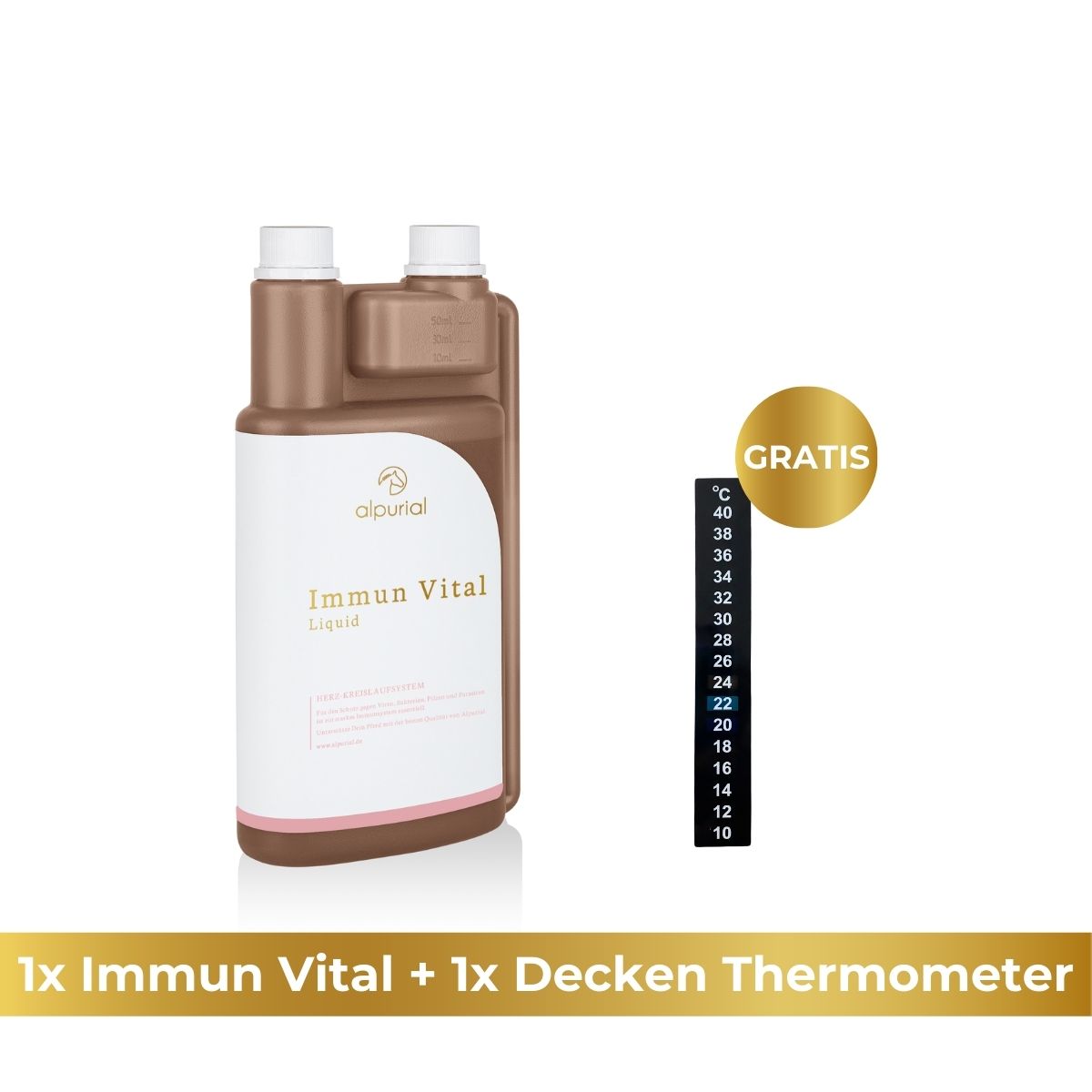 Immun Vital flüssiges Zusatzfutter Pferd zur Unterstützung Immunsystem Pferd 1 Liter Alpurial