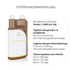 Fütterungsempfehlung Knochenstark Alpurial: tägliche Menge bis zu 60ml und Fütterungsdauer bis zu 66 Tage.
