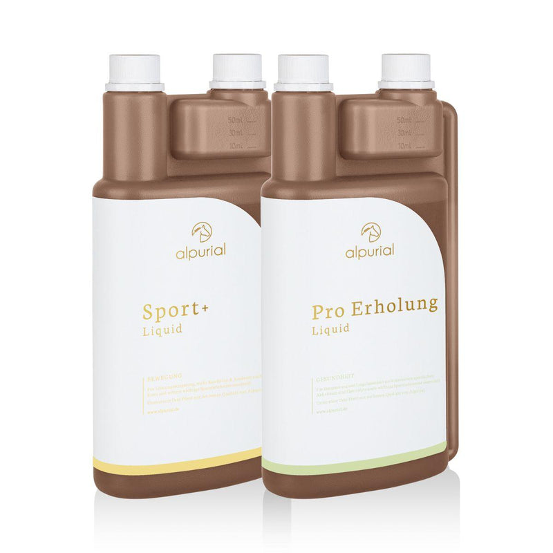 Alpurial Pferdezusatzfutter Leistungsbundle für Energie und schnelle Regeneration nach sportlicher Belastung.