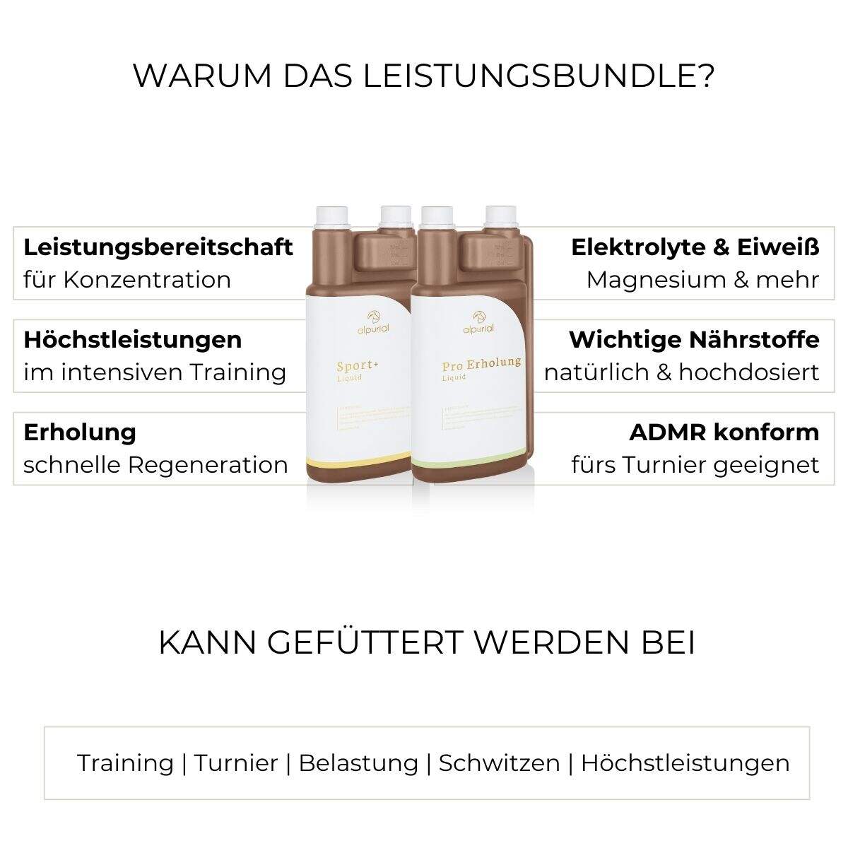 Leistungsbundle Vorteile: Leistungsbereitschaft, Energie, Regeneration, Ausdauer.