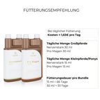 Fütterungsempfehlung Magenruhe Bundle Alpurial: tägliche Menge jeweils bis zu 30ml und Fütterungsdauer bis zu 66 Tage.
