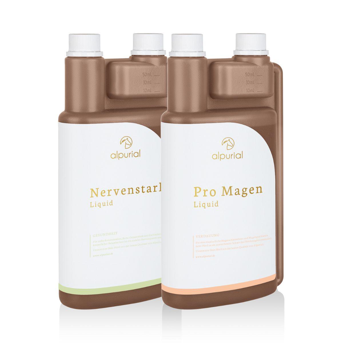 Alpurial Pferdezusatzfutter Magenruhe Bundle bei stressbedingten Magenproblemen.