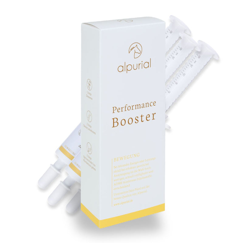 Alpurial Pferdezusatzfutter Performance Booster für Pferde, für kurzfristige Energie in anstrengenden Phasen.