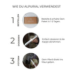 Vorteile von Alpurial, bestellen und erhalten, aufziehen und direkt ins Maul geben. 