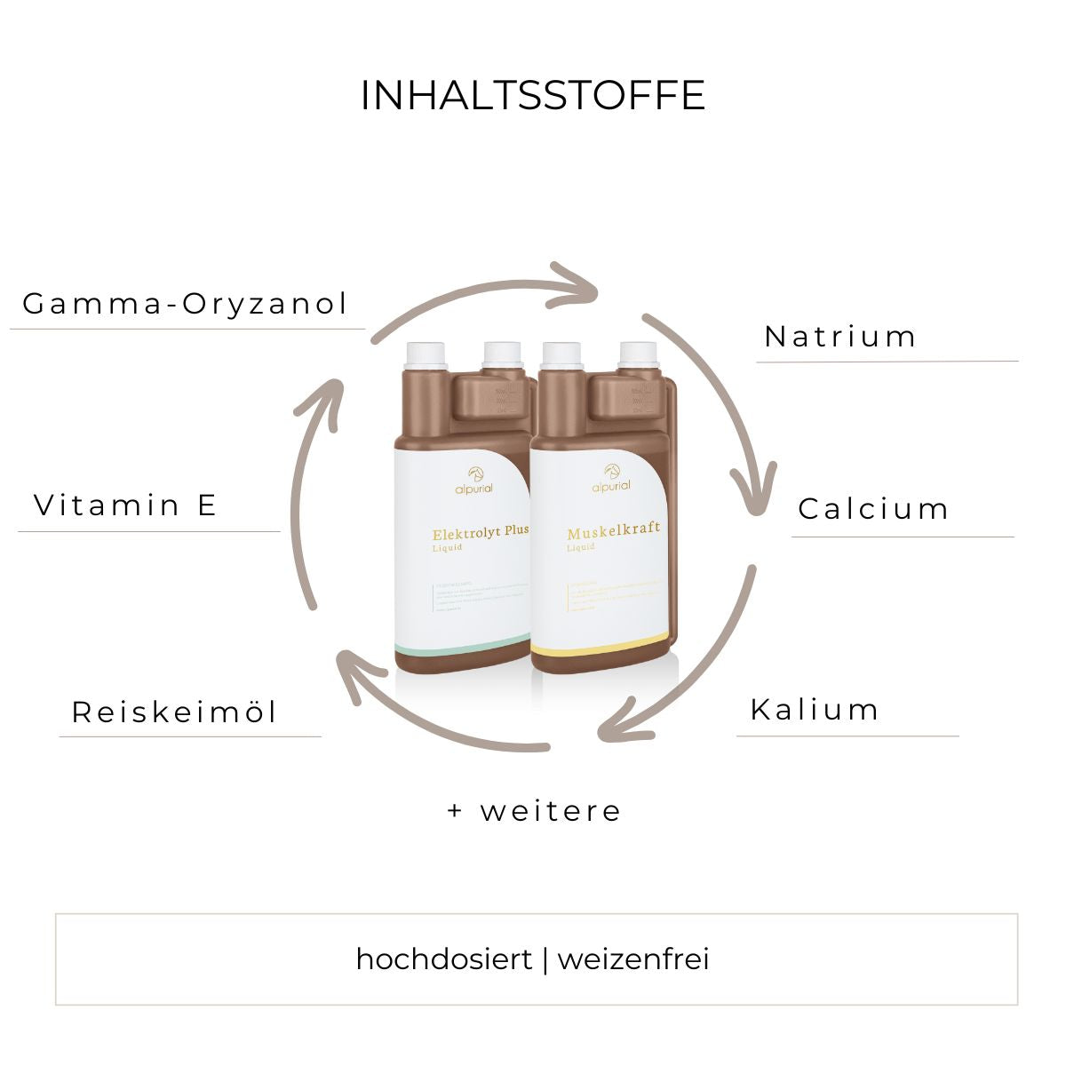 Sommerbundle flüssiges Zusatzfutter Inhaltsstoffe wie Selen, Gamma-Oryzanol, Magnesium und mehr.