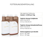 Fütterungsempfehlung Winterbundle Alpurial: tägliche Menge jeweils 30ml und Fütterungsdauer 50 Tage.